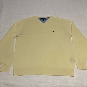 Vintage Yellow Tommy Hilfiger Sweater Size M Light Yellow Classic TH look Logo